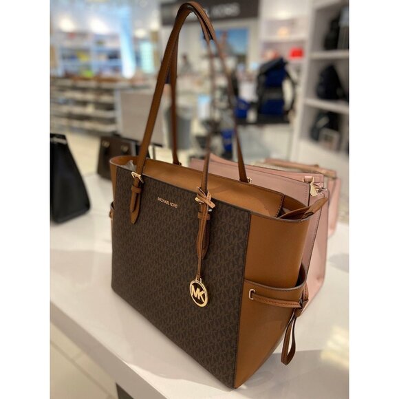 Michael Kors tote gilly large leather tote bag MK signature bag brown - Picture 3 of 7
